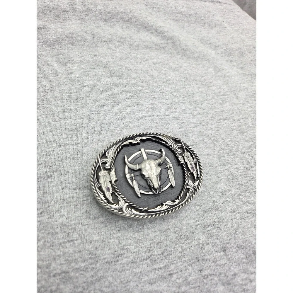 Vintage 1996 Siskiyou Steer Bull Skull Southwestern Solid Pewter Belt Buckle